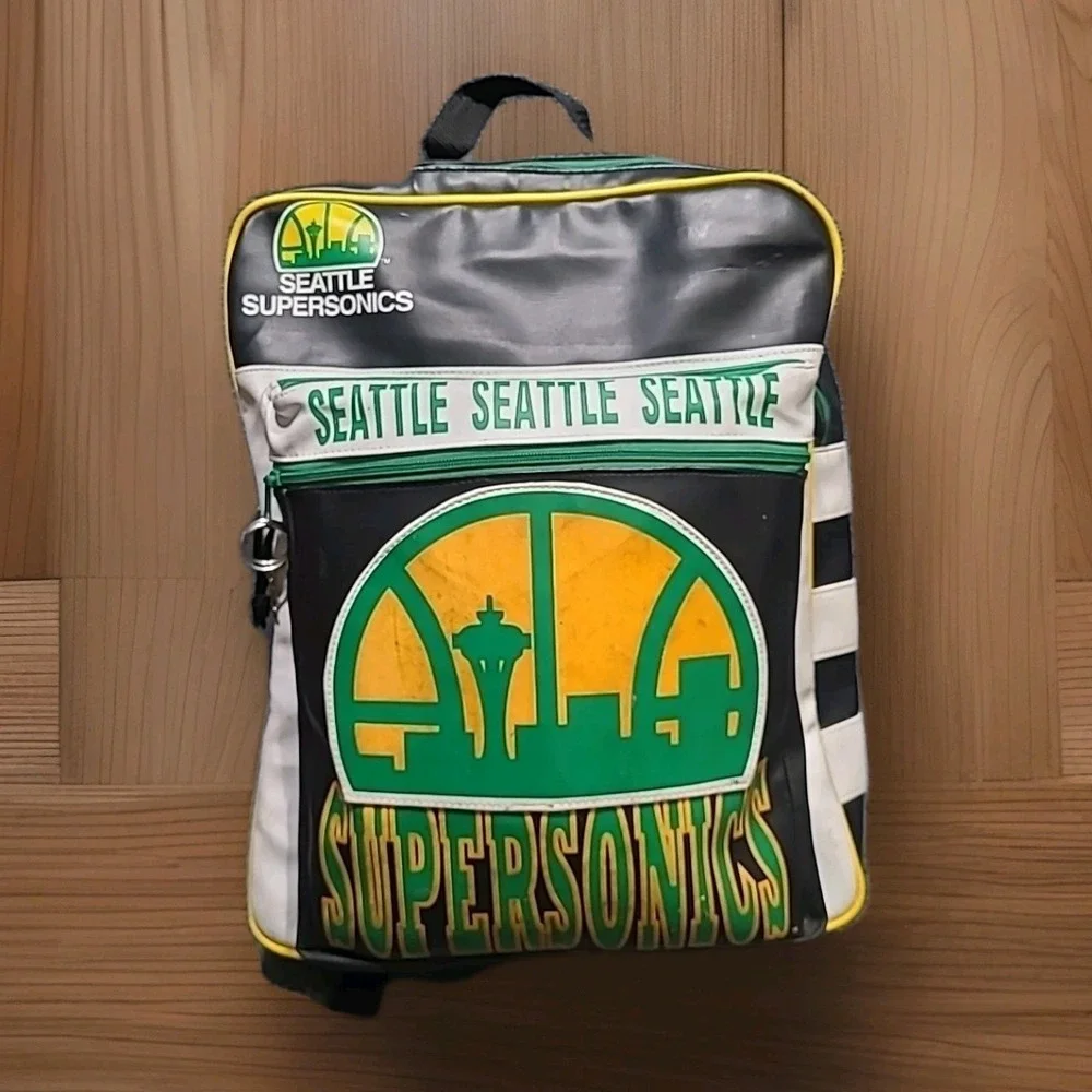 Vintage Rare Seattle Super‎ Sonics Team NBA Player Backpack 1980 1990s